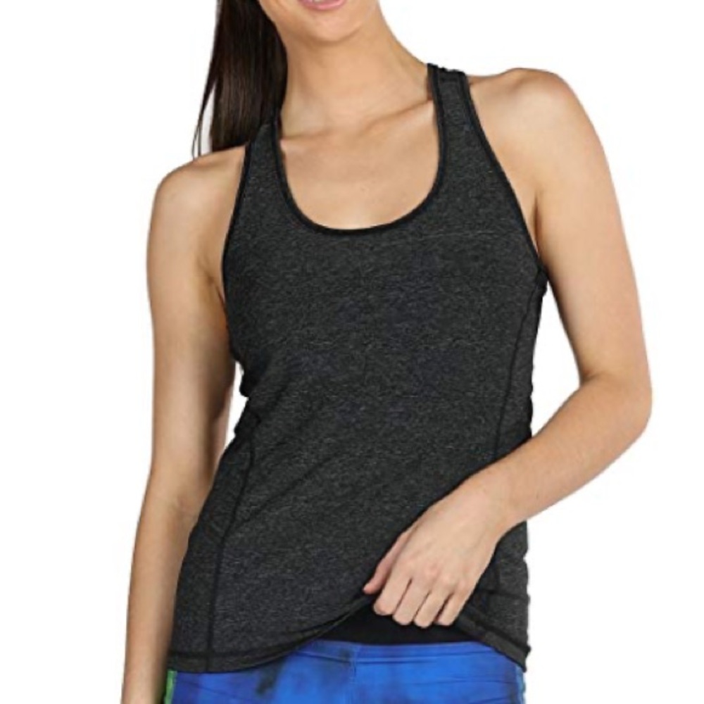 Icy Zone dark gray performance stretch racerback workout tank top size large